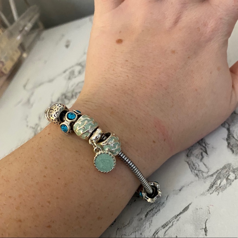 Blue toned charm bracelet